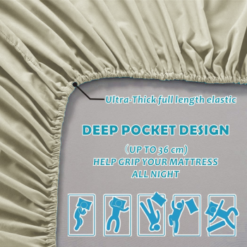 Hotel Quality Fitted Sheet - 1 Piece Fitted Sheet  -Breathable Bedding - Wrinkle, Fade, Stain Resistant- 16inch/40cm Deep Pocket Fitted Bed Sheet-Wrinkle and Fade Resistant,(Cream White,Double)