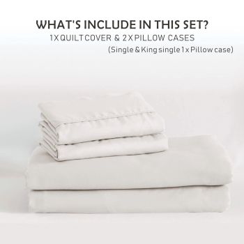 3 Piece Hotel Soft Microfiber Quilt Cover Set-2000TC Duvet/Donna Cover Set & Pillowcases -1 Quilt Cover Zipper Closure & 1 x Pillowcases-Breathable Bedding - Wrinkle, Fade, Stain Resistant(Raw white,Double)