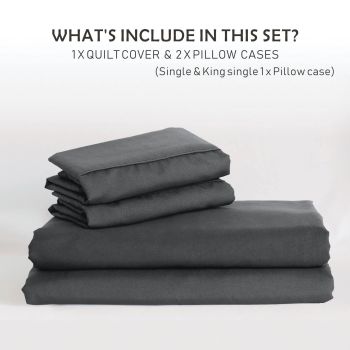 3 Piece Hotel Soft Microfiber Quilt Cover Set-2000TC Duvet/Donna Cover Set & Pillowcases -1 Quilt Cover Zipper Closure & 1 x Pillowcases-Breathable Bedding - Wrinkle, Fade, Stain Resistant(Dark gray,Double)