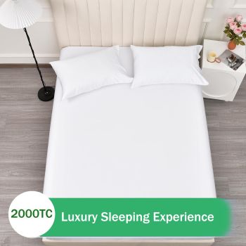 3 Piece Fitted Sheet Set- Fitted Sheet & Pillowcases -Breathable Bedding - Wrinkle, Fade, Stain Resistant- 40cm Deep Pocket Fitted Bed Sheet Set(Raw white,Double)