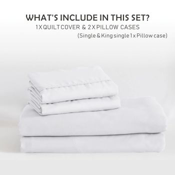 3 Piece Hotel Soft Microfiber Quilt Cover Set-2000TC Duvet/Donna Cover Set & Pillowcases -1 Quilt Cover Zipper Closure & 1 x Pillowcases-Breathable Bedding - Wrinkle, Fade, Stain Resistant(White,King)