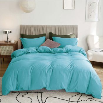 3 Piece Hotel Soft Microfiber Quilt Cover Set-2000TC Duvet/Donna Cover Set & Pillowcases -1 Quilt Cover Zipper Closure & 1 x Pillowcases-Breathable Bedding - Wrinkle, Fade, Stain Resistant(Ice Blue,King)