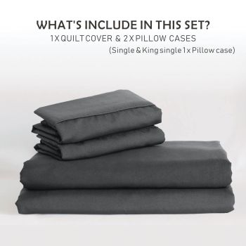 3 Piece Hotel Soft Microfiber Quilt Cover Set-2000TC Duvet/Donna Cover Set & Pillowcases -1 Quilt Cover Zipper Closure & 1 x Pillowcases-Breathable Bedding - Wrinkle, Fade, Stain Resistant(Dark gray,Queen)