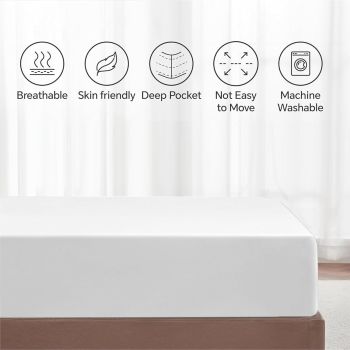 Hotel Quality Fitted Sheet - 1 Piece Fitted Sheet  -Breathable Bedding - Wrinkle, Fade, Stain Resistant- 16inch/40cm Deep Pocket Fitted Bed Sheet-Wrinkle and Fade Resistant,(White,Queen)