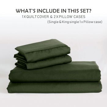 2 Piece Hotel Soft Microfiber Quilt Cover Set-2000TC Duvet/Donna Cover Set & Pillowcases -1 Quilt Cover Zipper Closure & 1 x Pillowcases-Breathable Bedding - Wrinkle, Fade, Stain Resistant(Olive green,Single)