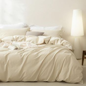 2 Piece Hotel Soft Microfiber Quilt Cover Set-2000TC Duvet/Donna Cover Set & Pillowcases -1 Quilt Cover Zipper Closure & 1 x Pillowcases-Breathable Bedding - Wrinkle, Fade, Stain Resistant(Cream White,Single)