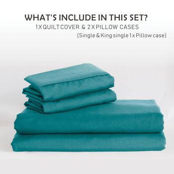 2 Piece Hotel Soft Microfiber Quilt Cover Set-2000TC Duvet/Donna Cover Set & Pillowcases -1 Quilt Cover Zipper Closure & 1 x Pillowcases-Breathable Bedding - Wrinkle, Fade, Stain Resistant(Biscay blue,Single)