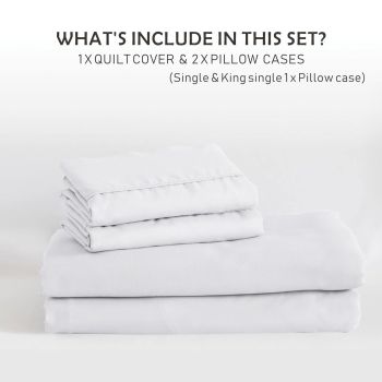 3 Piece Hotel Soft Microfiber Quilt Cover Set-2000TC Duvet/Donna Cover Set & Pillowcases -1 Quilt Cover Zipper Closure & 1 x Pillowcases-Breathable Bedding - Wrinkle, Fade, Stain Resistant(White,Super King)