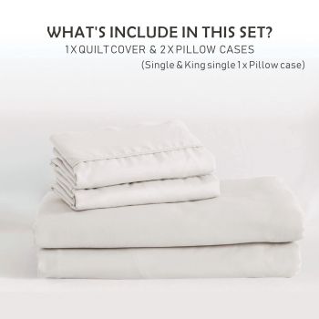 3 Piece Hotel Soft Microfiber Quilt Cover Set-2000TC Duvet/Donna Cover Set & Pillowcases -1 Quilt Cover Zipper Closure & 1 x Pillowcases-Breathable Bedding - Wrinkle, Fade, Stain Resistant(Raw white,Super King)