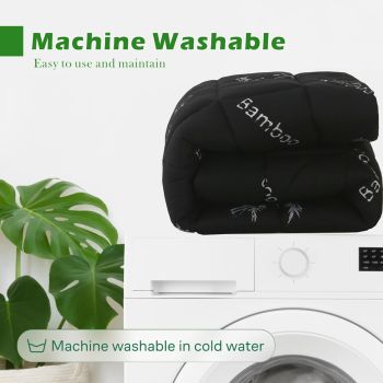 800GSM Mattress Topper Viscose Derived from Bamboo, Thick Pillowtop Fitted Mattress Cover with 45cm Deep Skirt - Machine Washable Hypoallergenic(Queen,,Black)