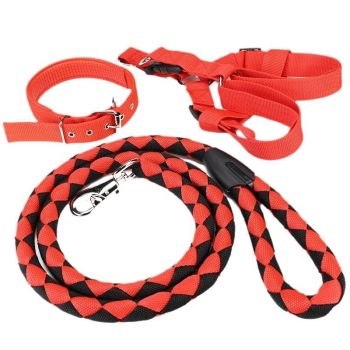 Billionaire dog PP Pet Leash Harness Set S Army green three-piece set XL (width 3.0 * length 1.5 m)