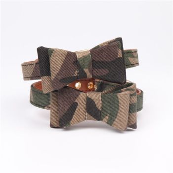 Aminger Bow Pet Collar PU Adjustable Dog Cat Color Bow collar 1.3*42cm "Adjust 32-38cm]