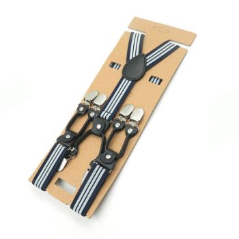 Unisex Y Shaped Suspenders 6 Clips 2.5cm Polyester Black