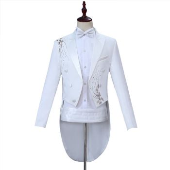 Men Slim Tuxedo Suit Stage Performance Formal Wear Black Diamond