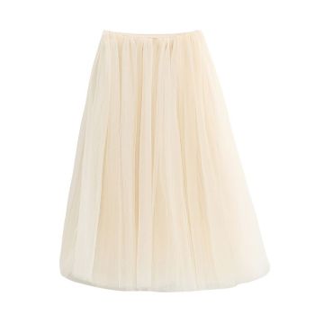 Girls Skirt Bei Congmei Polyester Mesh Solid White 120cm