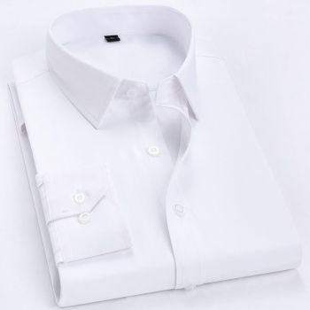 Men Cotton Shirt Long Sleeve No Iron Work White short sleeve without pocket 41/XXL
