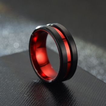 Tengsure Stainless Steel Ring Red Black 8mm 8mm red between Black No. 7