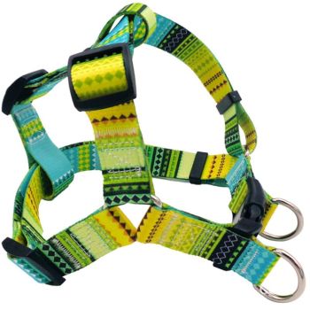 DEYUAN Bohemian Dog Harness Polyester Bomi Blue M:2*42-61cm