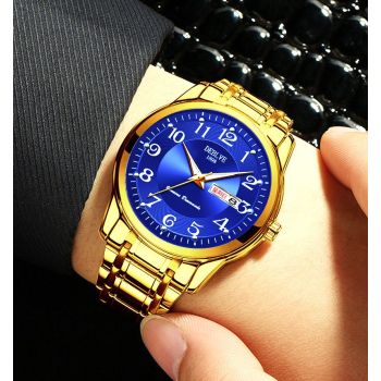 DEBLVE Men's Alloy Watch Luminous Dual Calendar... Men's Black Silver Strap Digital