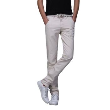 Men's Cotton Chinos Large Size Straight Casual Pants Black black 28