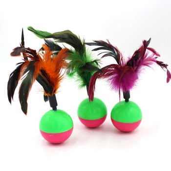 Pet Toy Tumbler Feather Plastic Meng Qigong Tumbler feather: color random