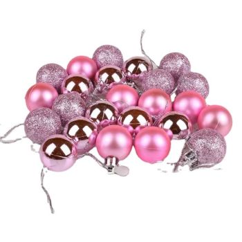 Plastic Christmas Decoration Balls 3cm 24 Pack Degree 3cm Rose Red 24 Pack