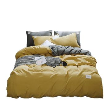 Qianjin Cotton Solid Color 4 Piece Bedding Set Black and White small grid 0.9/1.2 m bed student three-piece quilt cover 150*200cm sheet 160*230cm pillowcase 48*74*1