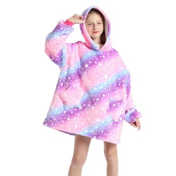 Childrens Cartoon Flannel Hooded Blanket Polyester Children's cold suit cow All yards