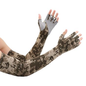 Ice Road Men's Sunscreen Sleeves Polyester Quick Drying Black gray camouflage All yards
