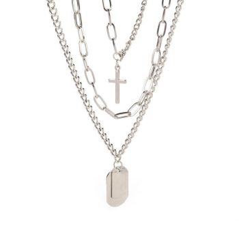 Jun Yi Alloy Multi Layer Necklace Geometry Unisex Three-layer portrait necklace