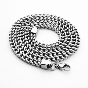 Friends Men Stainless Steel Square Chain Necklace Steel color 6mm-50cm