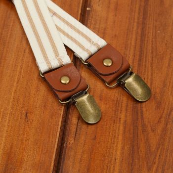 Showy Men's Elastic Striped Suspenders 4 Clips Adult (110com) Adult (110cm)