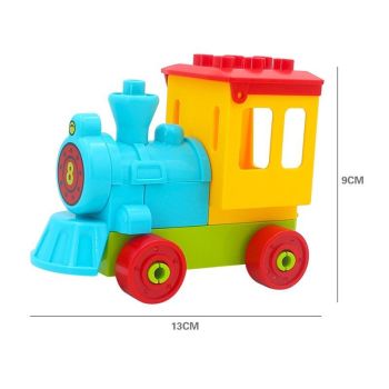 Hongyuan sheng Building Blocks Bus Vehicle Train carriage [red + blue cover]]