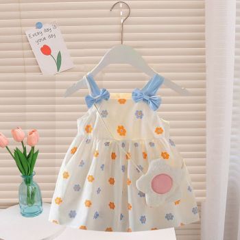 Girls Cotton Princess Dress Floral Summer BDKL Lotus Pink 80cm-M