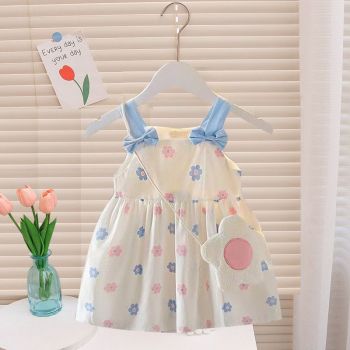 Girls Cotton Princess Dress Floral Summer BDKL Lotus Orange 110cm-XXL