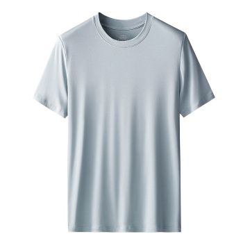 Kang Gongfang Men Modal T-Shirt Crewneck Short Sleeve Round neck-purplish blue XL (121kg ~ 140kg)