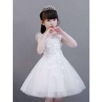 Girls Princess Dress Di Yi Tong White Summer Mesh 8992 White 130cm
