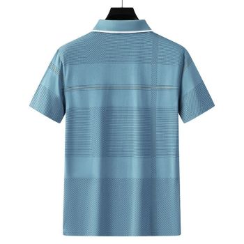 Men Summer Cotton Polo Shirt Loose Breathable B002 navy blue XXXL