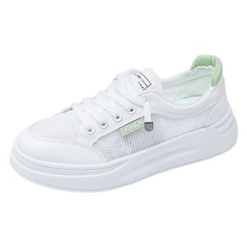 Women Mesh Sneakers Breathable Casual Flat white and black 40