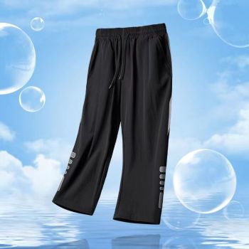 Men Sports Pants Quick Dry Loose Summer Black