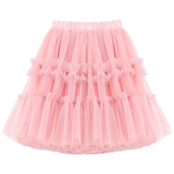 Girls Princess Skirt Polyester Ruffled Summer White 110cm