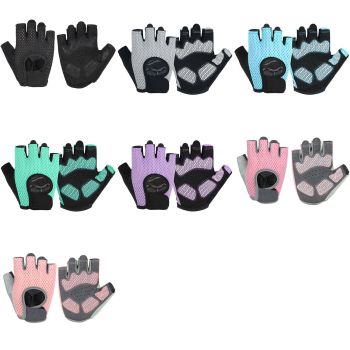 MKAS Men Women Half Finger Cycling Gloves Polyester Black Foundation 1-2040 L