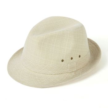 Men's Linen Top Hat Summer Dome Curled Brim Hong Kong and Macao hemp Black 57#