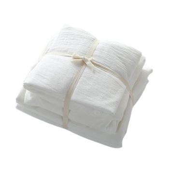 Cotton 4 Piece Set Modern Minimalist White Bed sheet kit_2.0m bed-enlarged quilt cover 220x 240cm four-piece set