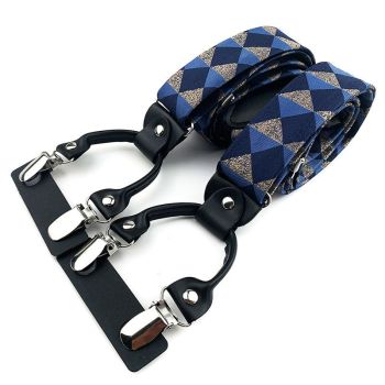 Men Adjustable Elastic Suspenders 6 Clips Polyester... BD-A23