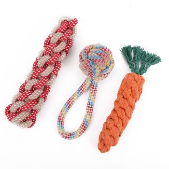 Pet Dog Toy Beika Cotton Rope Knot Carrot Teething Bite-resistant four-piece set