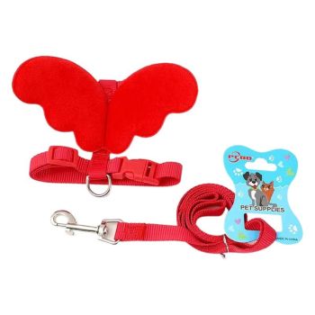 Petubei Dog Harness Leash Nylon Angel Wings Blue