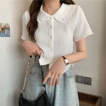 Women Polo Shirt Short Sleeve Polyester White Matcha color XL 60.00 kg-65.00 kg