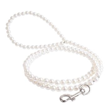 Platinum Pearl Beaded Dog Leash 120cm Platinum Pearl (120 cmx1.2)