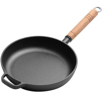 Cast Iron Frying Pan Wooden Handle 25cm 29cm